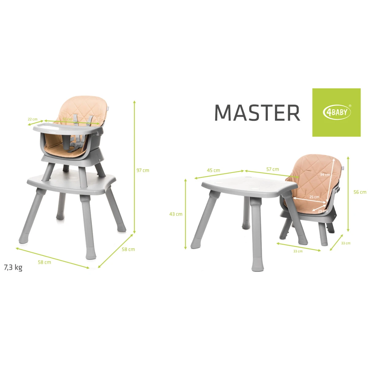 4Baby Master XXIII Camel 6-in-1 Kinderstoel 15 4Baby Master XXIII Camel 6-in-1 Kinderstoel - Afbeelding 15