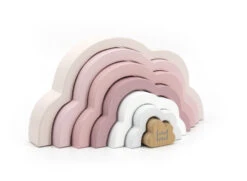 Voorkant 12 Voorkant -babyproducten Label Label Cloud Roze Houten Regenboog Puzzel LLWT 25286 .2