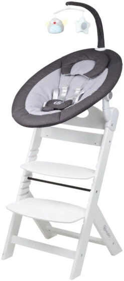 Babygo Homey Set Black/White Babyschommel En Kinderstoel 19014 -babyproducten babygo homey set dark greywhite babyschommel en kinderstoel 19014 2