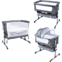 Eco Baby Donkergrijs Wieg Aan Bed FB5001 -babyproducten eco baby donkergrijs wieg aan bed fb5001 3 1