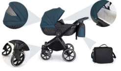 Kunert Talisman Black Flowers 2-in-1 Kinderwagen TA-01-BLACK -babyproducten kunert talisman black green 2 in 1 kinderwagen ta 04 black 16