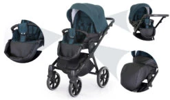 Kunert Talisman Black Flowers 2-in-1 Kinderwagen TA-01-BLACK -babyproducten kunert talisman black green 2 in 1 kinderwagen ta 04 black 17