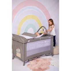 Lorelli Noemi Plus Fog Beige Star Campingbed Met Bodemverhoger 1008056-2217 -babyproducten lorelli noemi plus campingbed met bodemverhoger 1008056 11 1