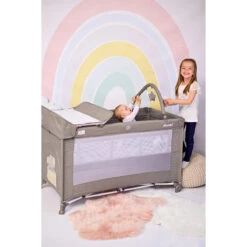 Lorelli Noemi Plus Fog Beige Star Campingbed Met Bodemverhoger 1008056-2217 -babyproducten lorelli noemi plus campingbed met bodemverhoger 1008056 12 1