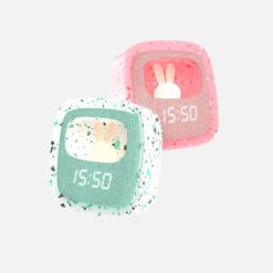 MOB Billy Terrazzo Mintgroen Klok En Nachtlampje BILLY-MTAE-01 -babyproducten mob billy terrazzo klok en nachtlampje sfeer 1 1